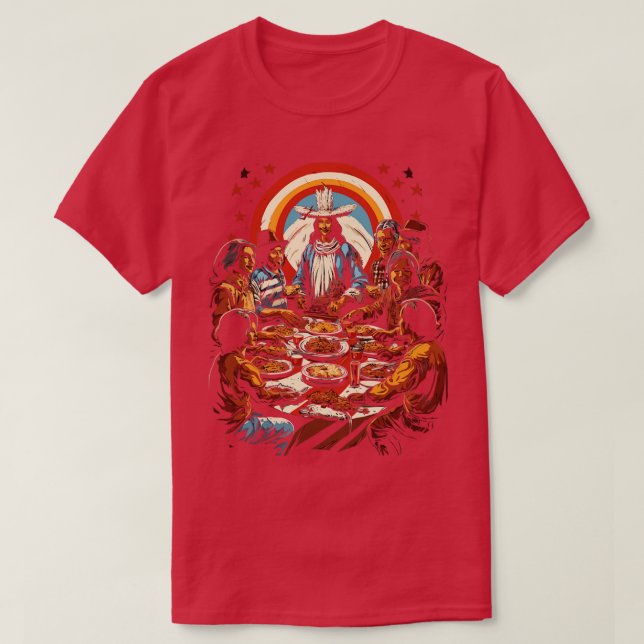 Enhet i Thanksgiving Pilgrims och Indian T Shirt (Design framsida)