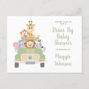 Enhet med Animal Safari Cute Baby Shower Inbjudan Vykort