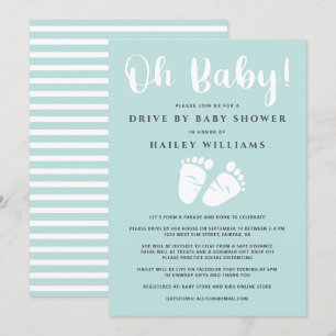 Enhet med babyskor Oj Baby Baby Feet Mint White Inbjudningar