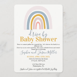 Enhet med Boho Rainbow Baby Shower-inbjudningskort Inbjudningar