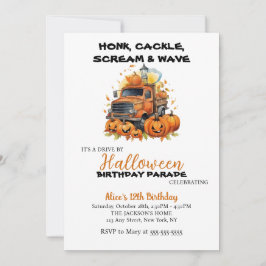 Enhet med Halloween Pumpkin Party födelsedag Inbjudningar