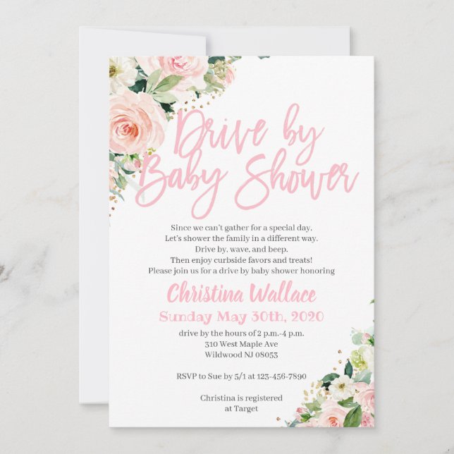 Enhet med inbjudningar till babyskor för en flicka (Framsida)