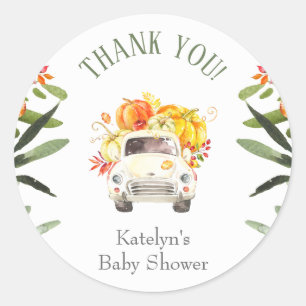 Enhet med knumpkin Baby Shower-etikett Runt Klistermärke