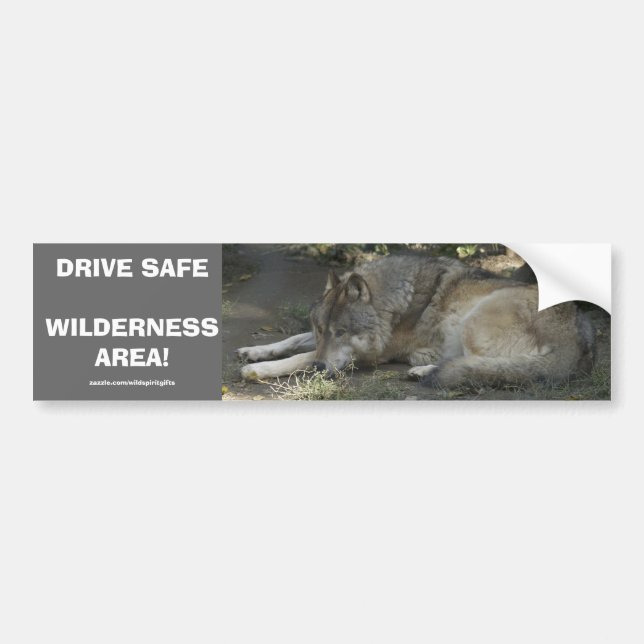 ENHET SÄKER WILDLIFE GRÅTT VARG Bumper Sticker Bildekal (Framsidan)