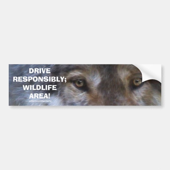 ENHET SÄKER WILDLIFE GRÅTT VARG Bumper Sticker Bildekal (Framsidan)