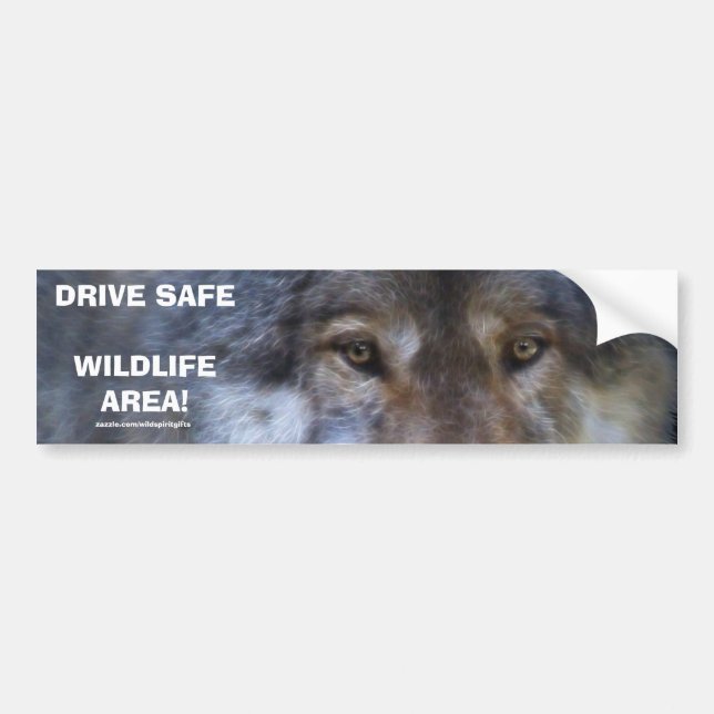 ENHET SÄKER WILDLIFE GRÅTT VARG Bumper Sticker Bildekal (Framsidan)