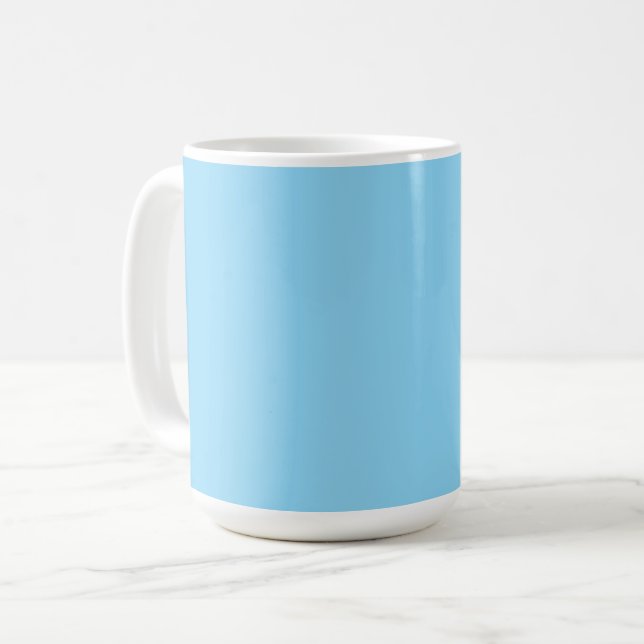 Enhetlig ljusblå bakgrund med jämn färg kaffemugg (Framsida vänster)