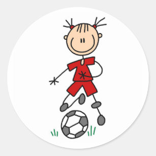 Enhetlig röd fotboll för flicka runt klistermärke
