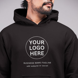 Enhetlig svart företagslogotyp för marknadsföring hoodie