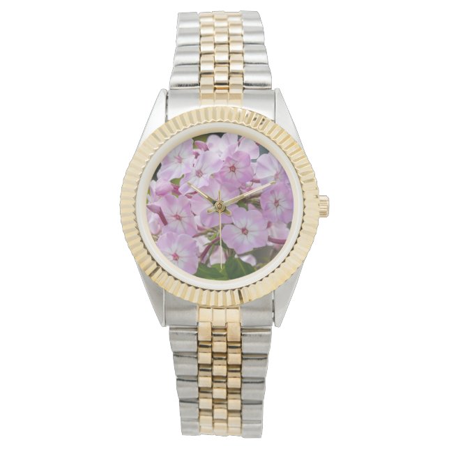 Enhets Phlox Kronblad – Ljus Rosa Blommig Armbandsur (Framsida)
