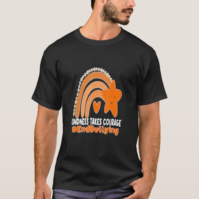 Enhetsdag Orange Vänlighet Regnbåge Ta Mod Nej  T Shirt (Framsida)