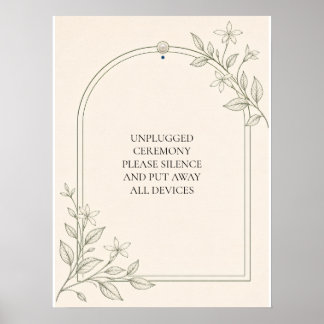 Enhetsfri Oliv Botanisk Bröllopsceremoni-skylt Poster