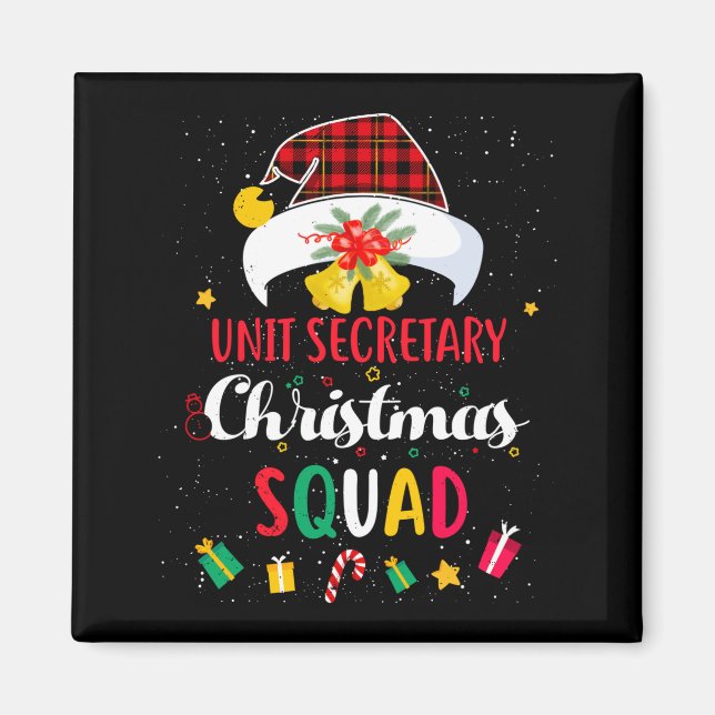 Enhetssekreterare Jul Squad Santa Hatt Hostal Ma Magnet (Framsidan)