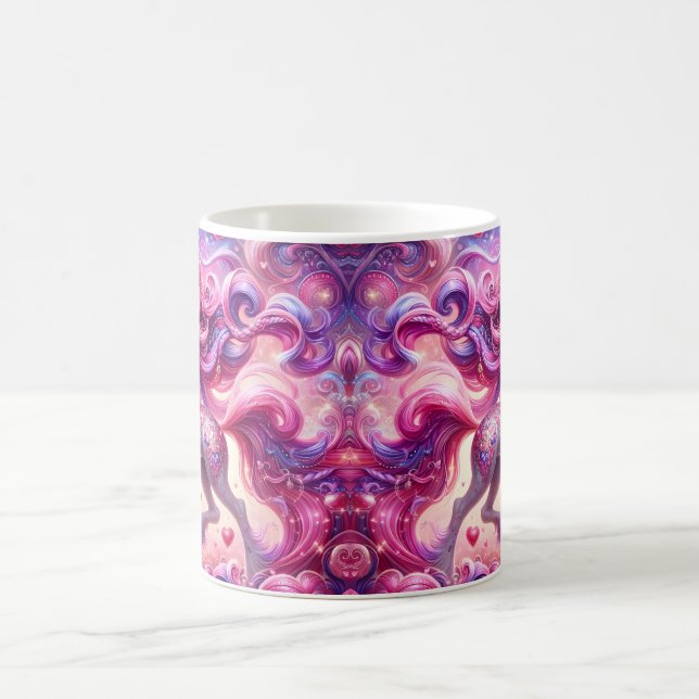 Enhjörning med rosa hjärtan kaffemugg (Center)