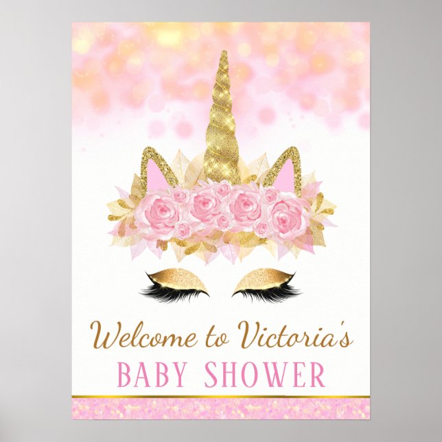 Enhjörningsbabygrej Välkomstskylt Poster (Framsidan)