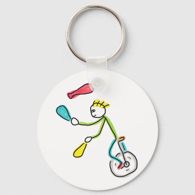 Enhjuling Stickman Jonglör Nyckelring (Framsida)
