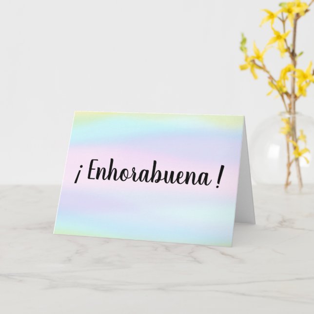 Enhorabuena Spanska Grattisar Vattenfärg Kort (Gul blomma)