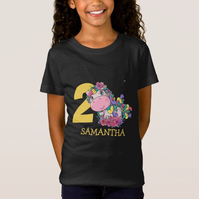 Enhörning  2-års födelsedags  T-Shirt (Framsida)
