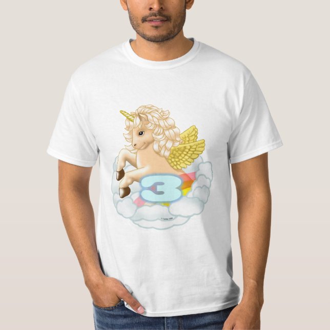 Enhörning 3 år födelsedags t-shirt (Framsida)