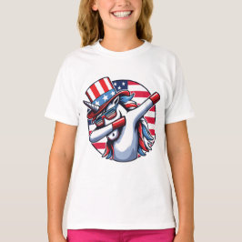 Enhörning 4:e Juli Patriotisk raket och fyrverkeri T Shirt