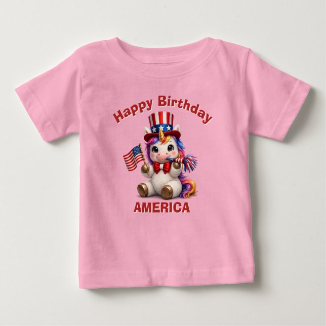 Enhörning (6a) Patriotisk barn t-shirt (Framsida)