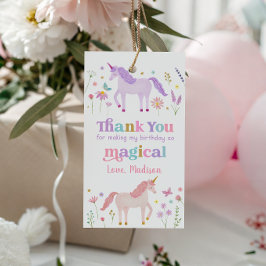 Enhörning äng Pastell Rosa Guld Födelsedag Presentetikett