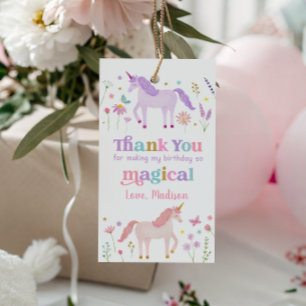 Enhörning äng Pastell Rosa Guld Födelsedag Presentetikett