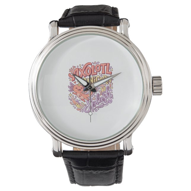 Enhörning Axolotl Enhörning Splash Whimsical Vit B Armbandsur (Framsida)