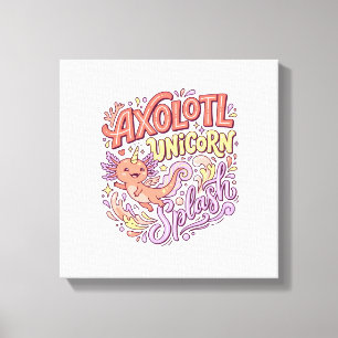 Enhörning Axolotl Enhörning Splash Whimsical Vit B Canvastryck