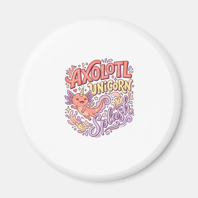 Enhörning Axolotl Enhörning Splash Whimsical Vit B Magnet (Framsidan)