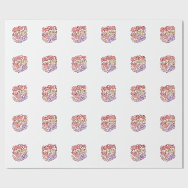 Enhörning Axolotl Enhörning Splash Whimsical Vit B Presentpapper (Platt)