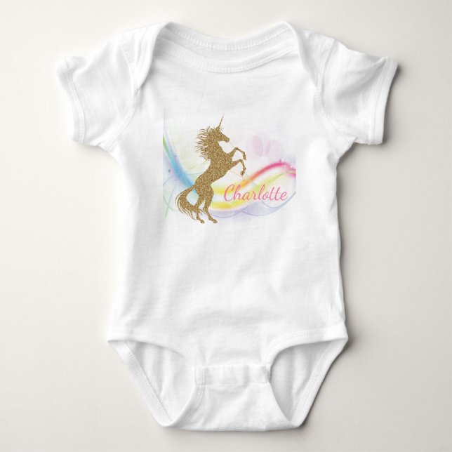 Enhörning Baby Flicka Personliga Tröjor (Framsida)