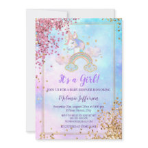 Enhörning Baby Shower Inbjudningar