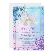 Enhörning Baby Shower Inbjudningar