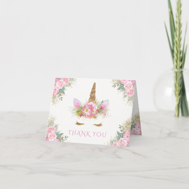 Enhörning Baby Shower Tacksamhetskort Tack Kort (Framsida)