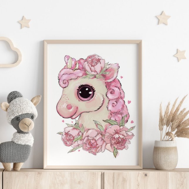 Enhörning Babyrosa Djur Poster | Väggutskrift (Skapare uppladdad)