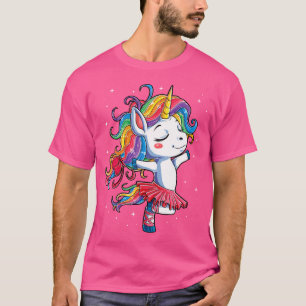 Enhörning Balletdansare Flicka Kvinnor Regnbåge Ba T Shirt