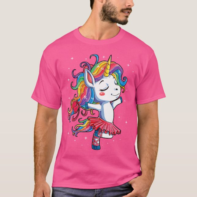 Enhörning Balletdansare Flicka Kvinnor Regnbåge Ba T Shirt (Framsida)
