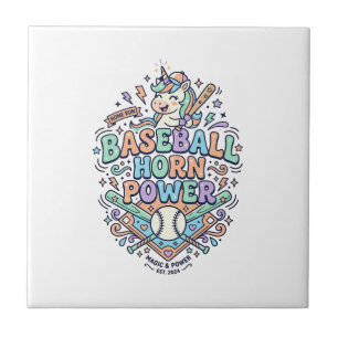 Enhörning Baseballhorn Kraft Kawaii Vektordesign_1 Kakelplatta