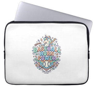 Enhörning Baseballhorn Kraft Kawaii Vektordesign_1 Laptop Fodral