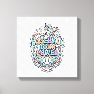 Enhörning Basebollhorn Kraft Kawaii Vektordesign_1 Canvastryck