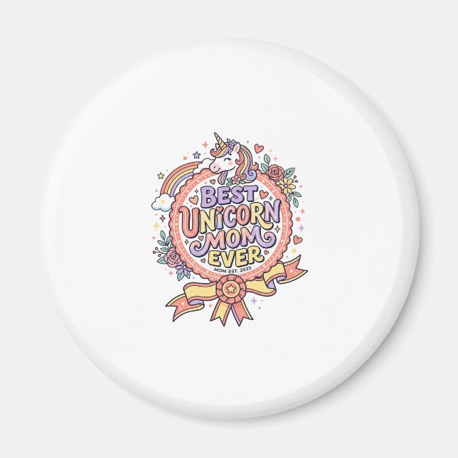 Enhörning Bästa Enhörning Mamma Någonsin Whimsical Magnet (Framsidan)