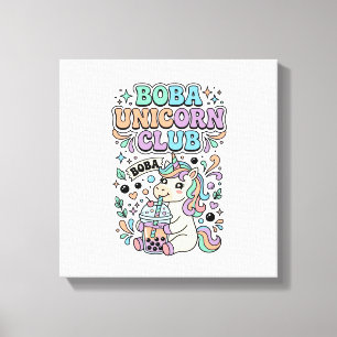 Enhörning Boba Enhörning Klubb Kawaii Typografi De Canvastryck