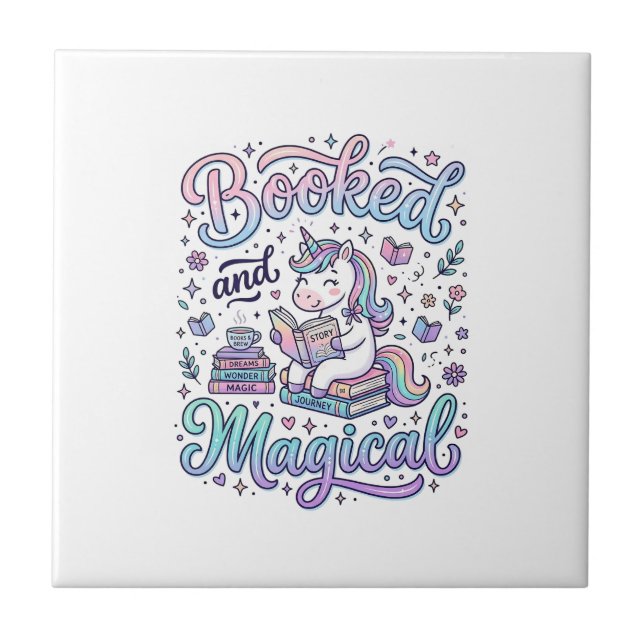 Enhörning Bokad och Magisk Gåvaidé Typografi De Kakelplatta (Framsidan)