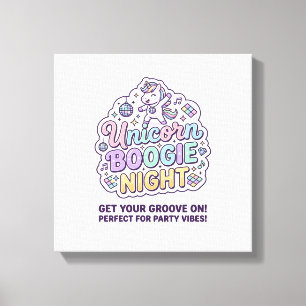 Enhörning Boogie Natt Fet Typografi Grafisk T-Shir Canvastryck