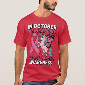 Enhörning Bröstcancer Medvetenhet i Oktober Vi Bär T Shirt