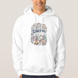 Enhörning Campfire Enhörning Premium Vector Kliste Hoodie