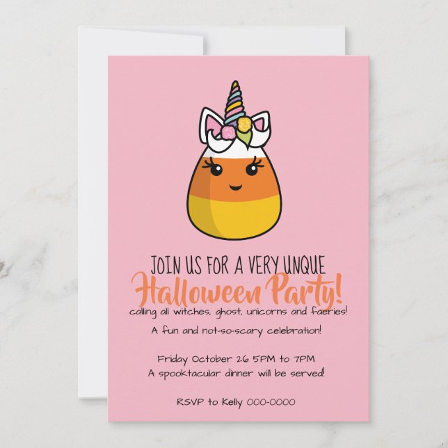 Enhörning Candy Corn Inbjudan ~ EnhörningCandy! (Framsida)