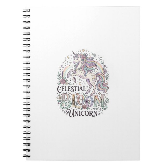 Enhörning Celestial Bloom Enhörning Premium Vector Anteckningsbok (Framsidan)