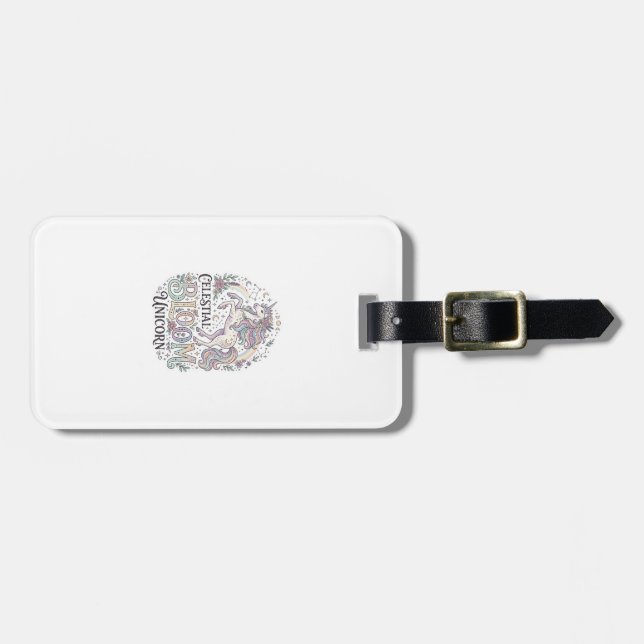 Enhörning Celestial Bloom Enhörning Premium Vector Bagagebricka (Horisontell Framsida)